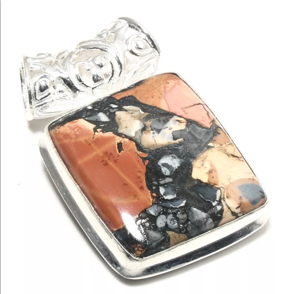 Bracetate Mookaite Gemstone Pendant Necklace Varigated